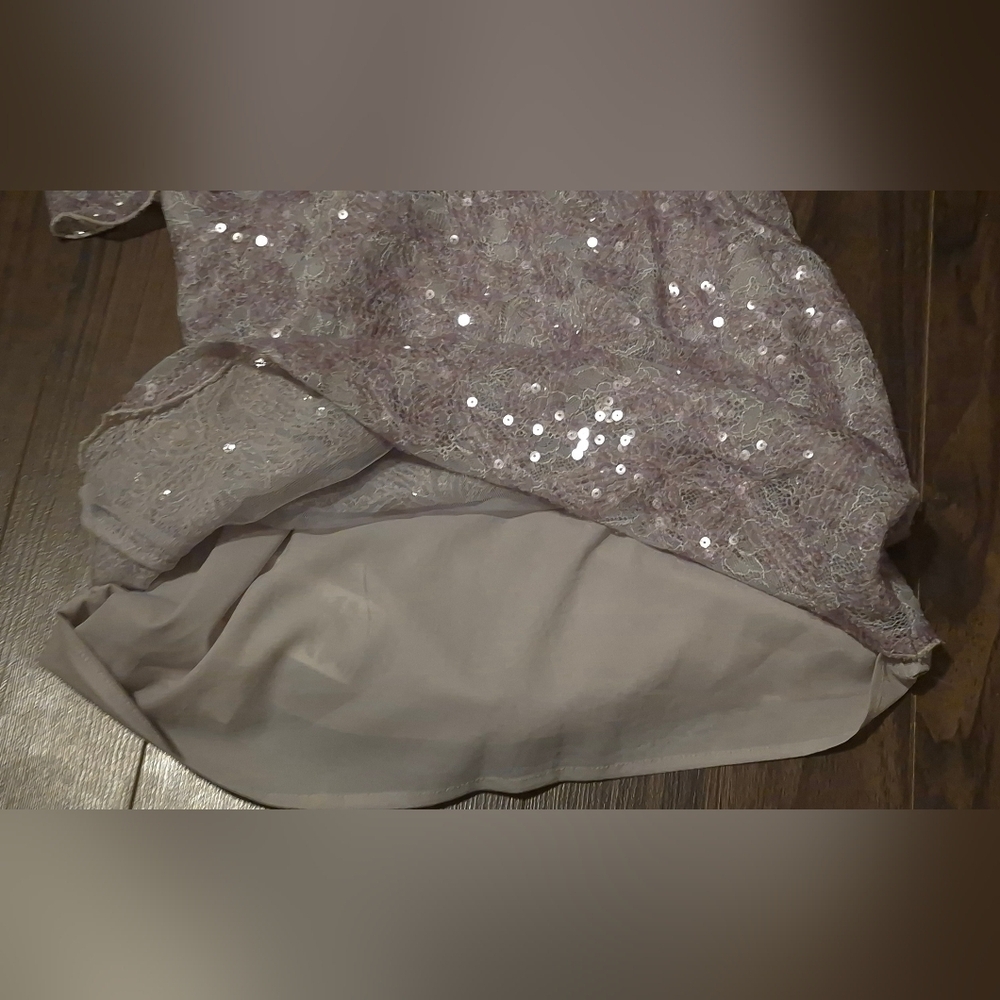 BCBGMAXAZRIA “Kate” Strapless Lace Sequin Dress — Lilac Mauve (Size 0) - Picture 4 of 9